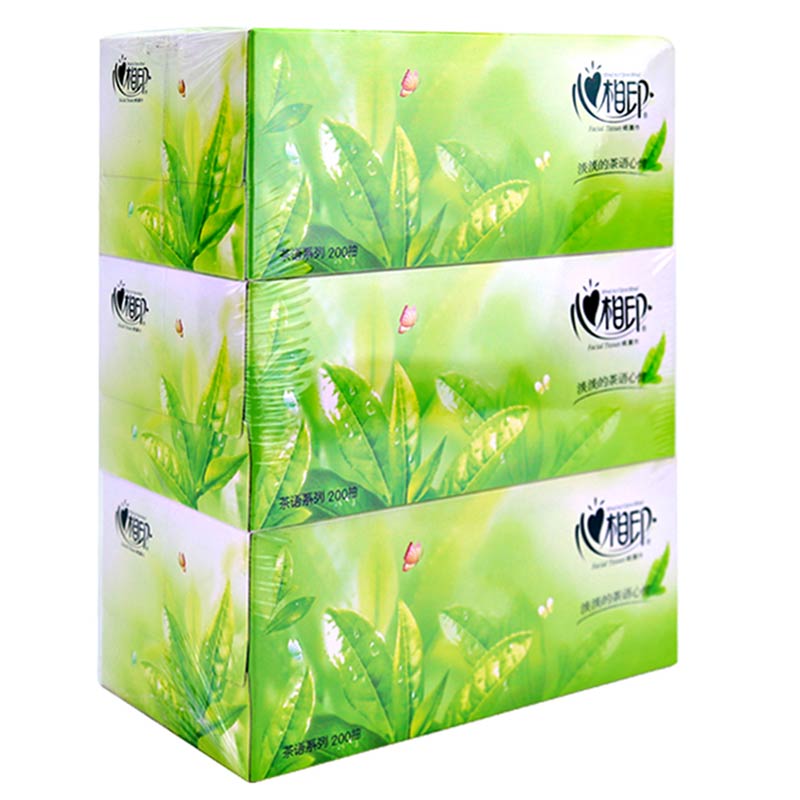 心相印H200 茶语系列盒装面巾纸200抽 3盒/提