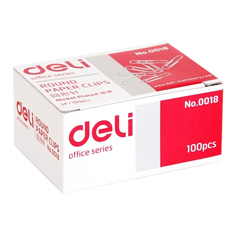得力(Deli) 0018 回形针29毫米金属原色 100枚